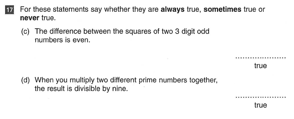 Question 35 CSSE Maths 2019 Entry Paper