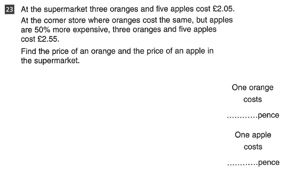 Question 49 CSSE Maths 2019 Entry Paper