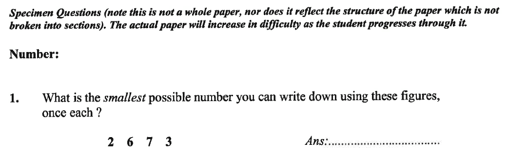 Question 01 - Caterham School 11 Plus Maths Sample Questions