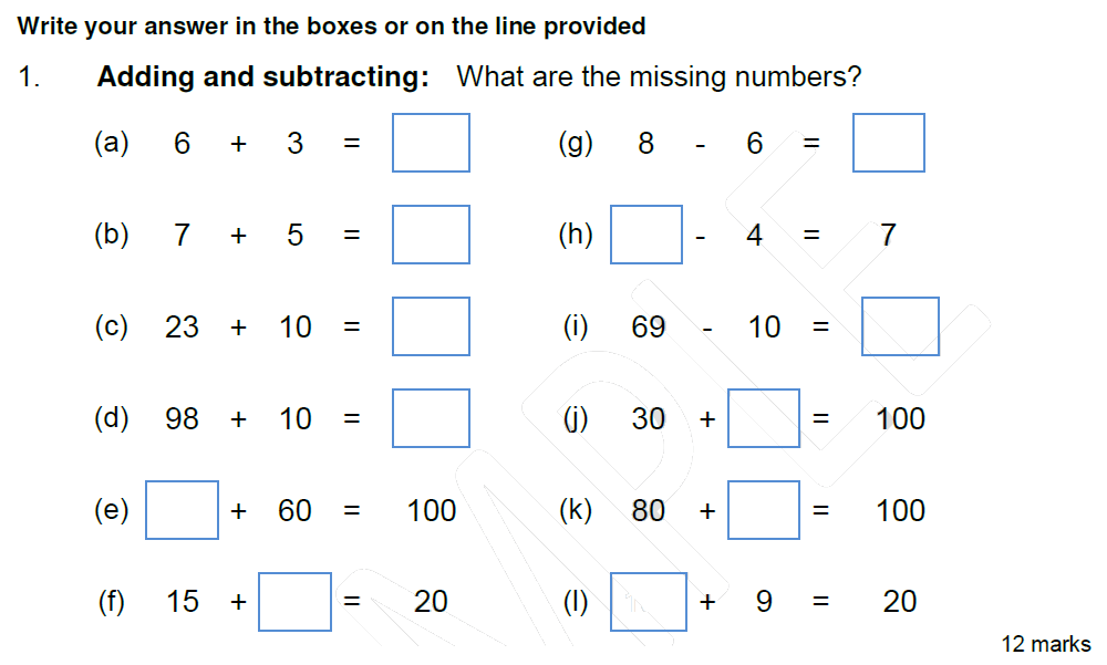 Question 01 - Stephen Perse School 7 Plus Maths Entrance Paper 1