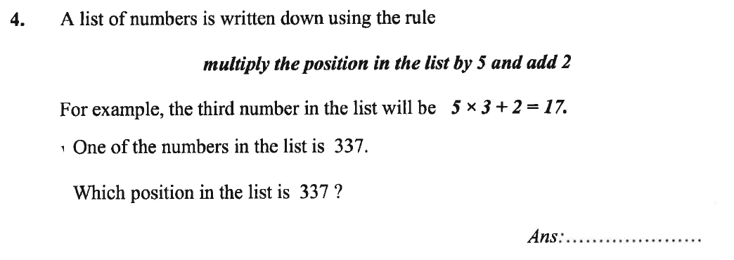 Question 16 - Caterham School 11 Plus Maths Sample Questions