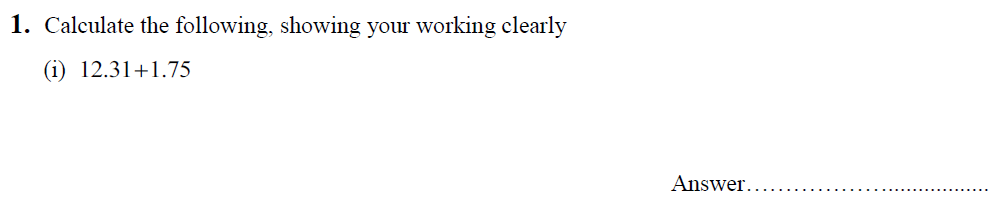 Question 01 - King's School Chester Entrance Exam Maths Paper