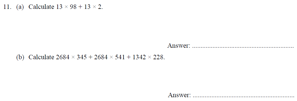 Question 20 - Oundle School - 10 Plus Maths Entrance Exam Paper 2014