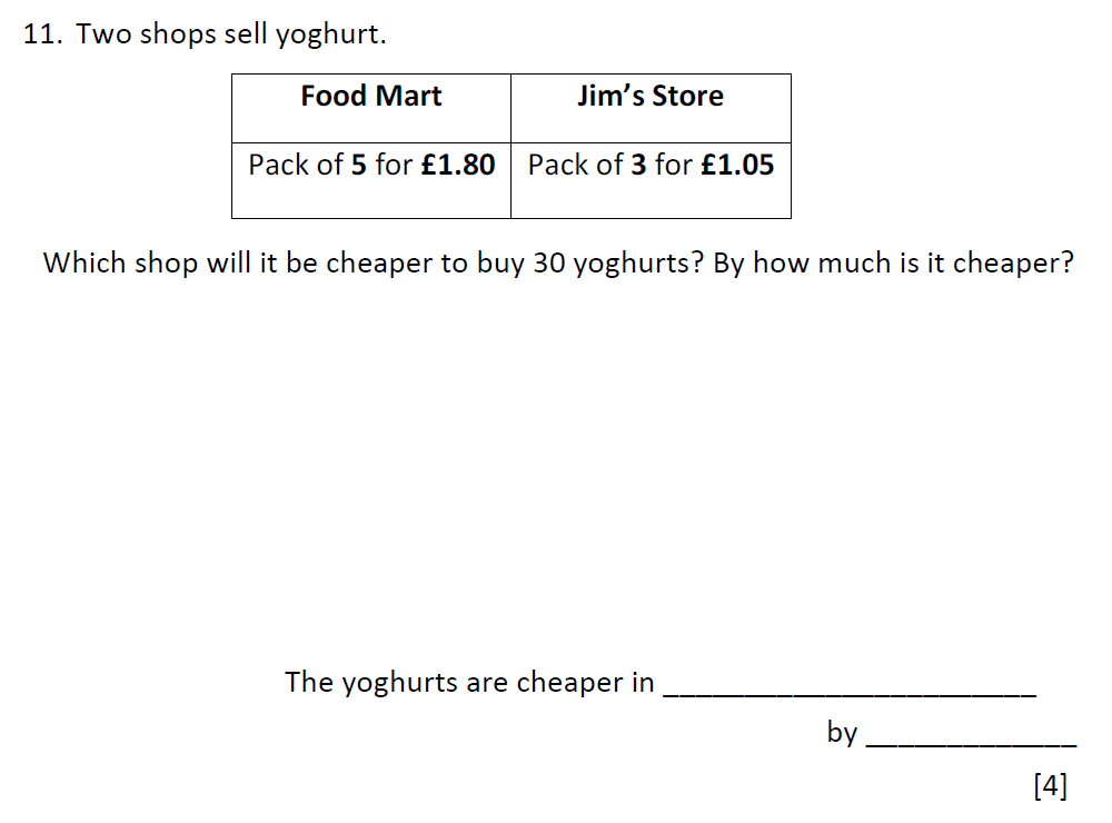 Question 26 - Emanuel School - 10 Plus Maths Entrance Exam Paper 2