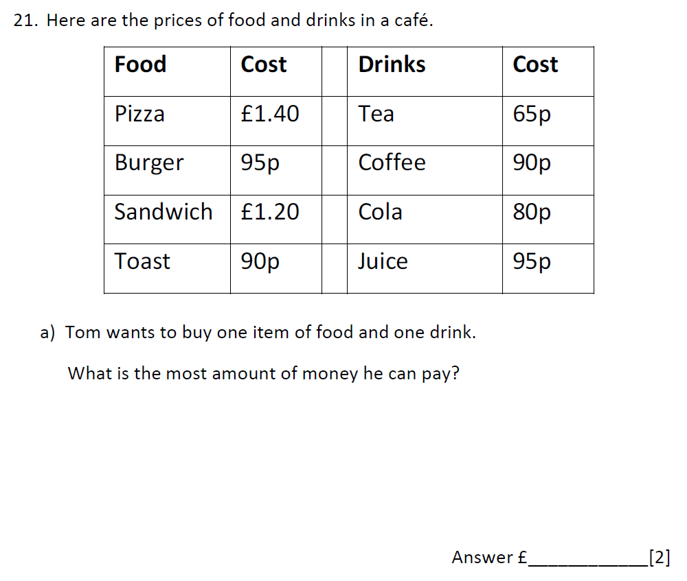 Question 41 - Emanuel School - 10 Plus Maths Entrance Exam Paper 2