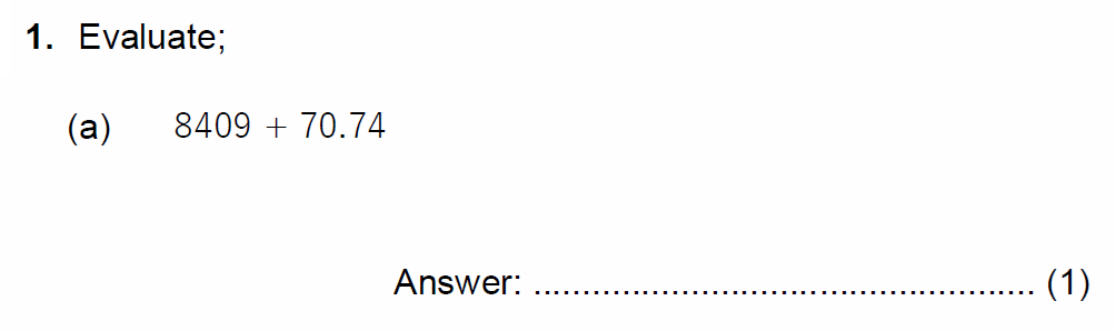 Question 01 - Chigwell School 13 Plus Maths Specimen Paper