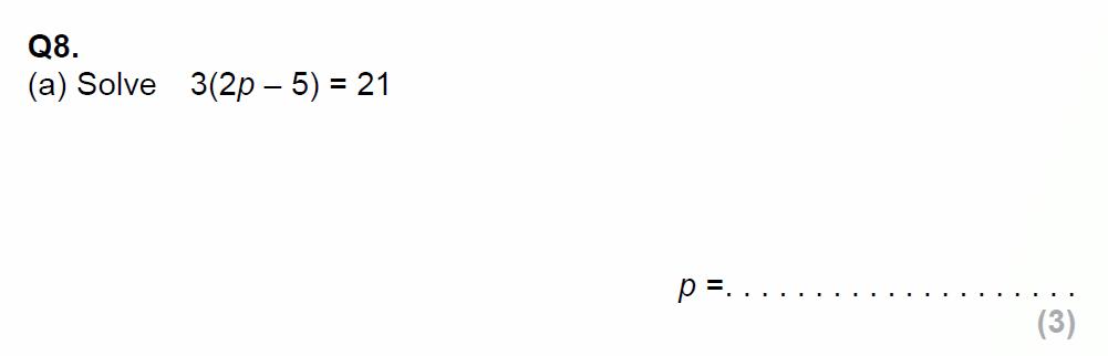 Question 11 - EPSOM College Year 9 Maths Specimen Paper