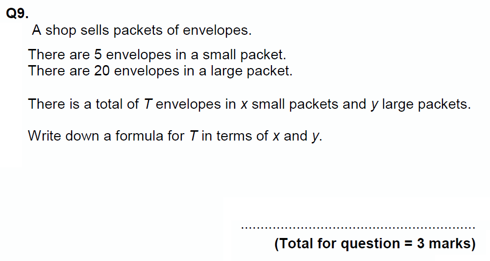 Question 13 - EPSOM College Year 9 Maths Specimen Paper