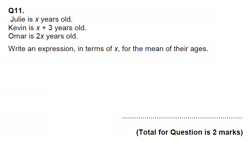 Question 15 - EPSOM College Year 9 Maths Specimen Paper