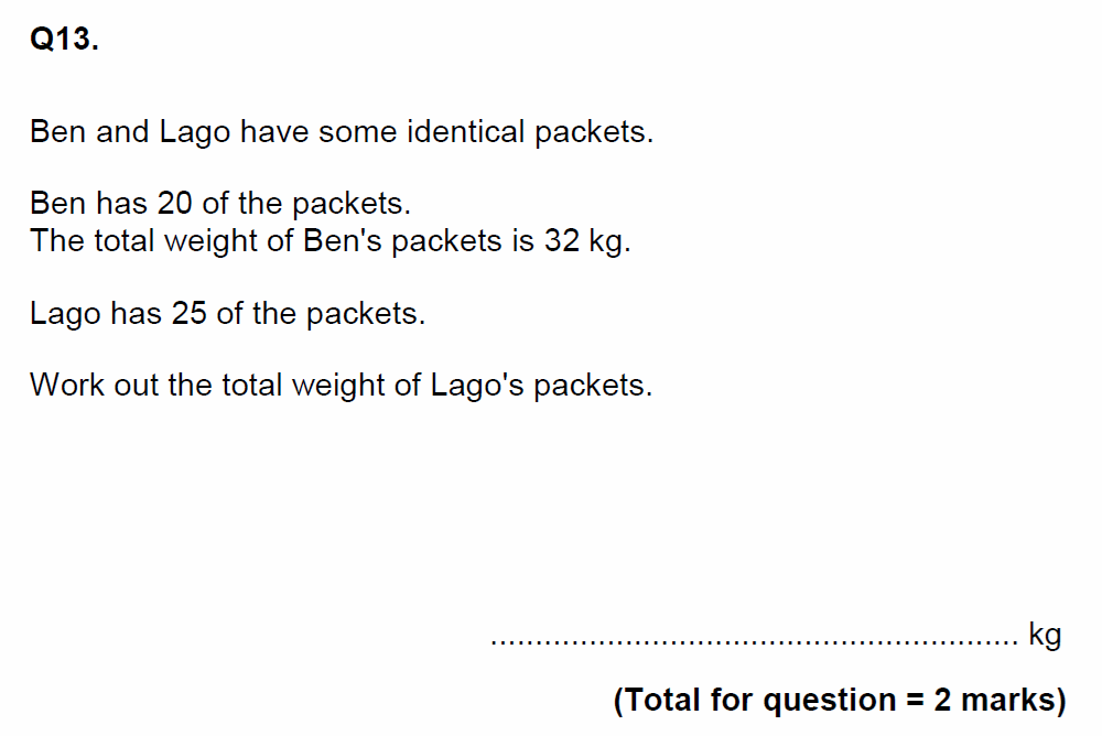Question 19 - EPSOM College Year 9 Maths Specimen Paper