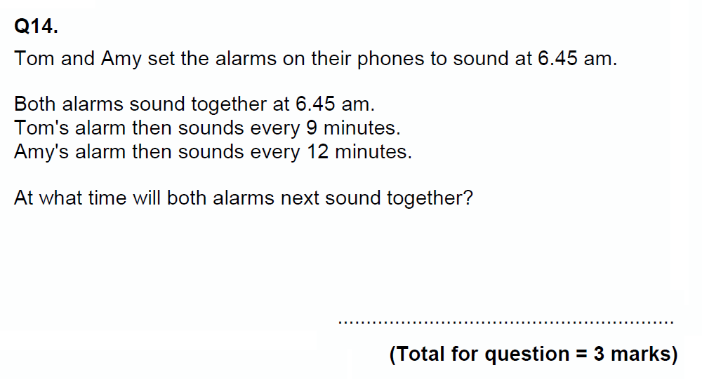 Question 20 - EPSOM College Year 9 Maths Specimen Paper