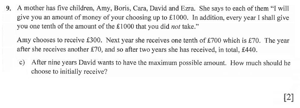 Question 38 Winchester College Maths 2021 Election Exam Paper 1