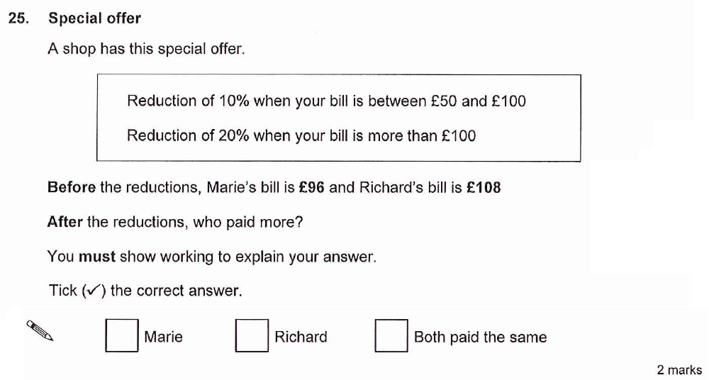 Question 44 - Ashford School Year 9 Maths Entrance Exam Sample Paper