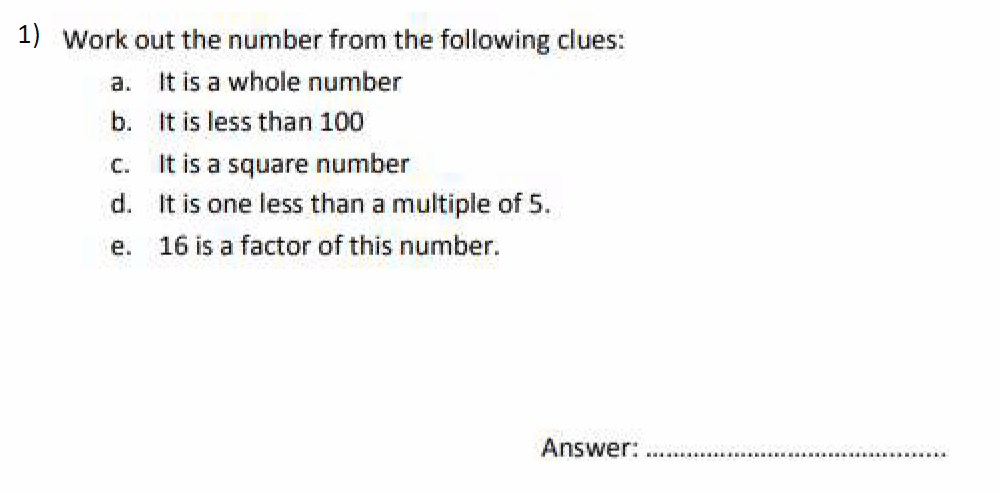 Question 01 - City of London School for Girls Maths sample paper 2